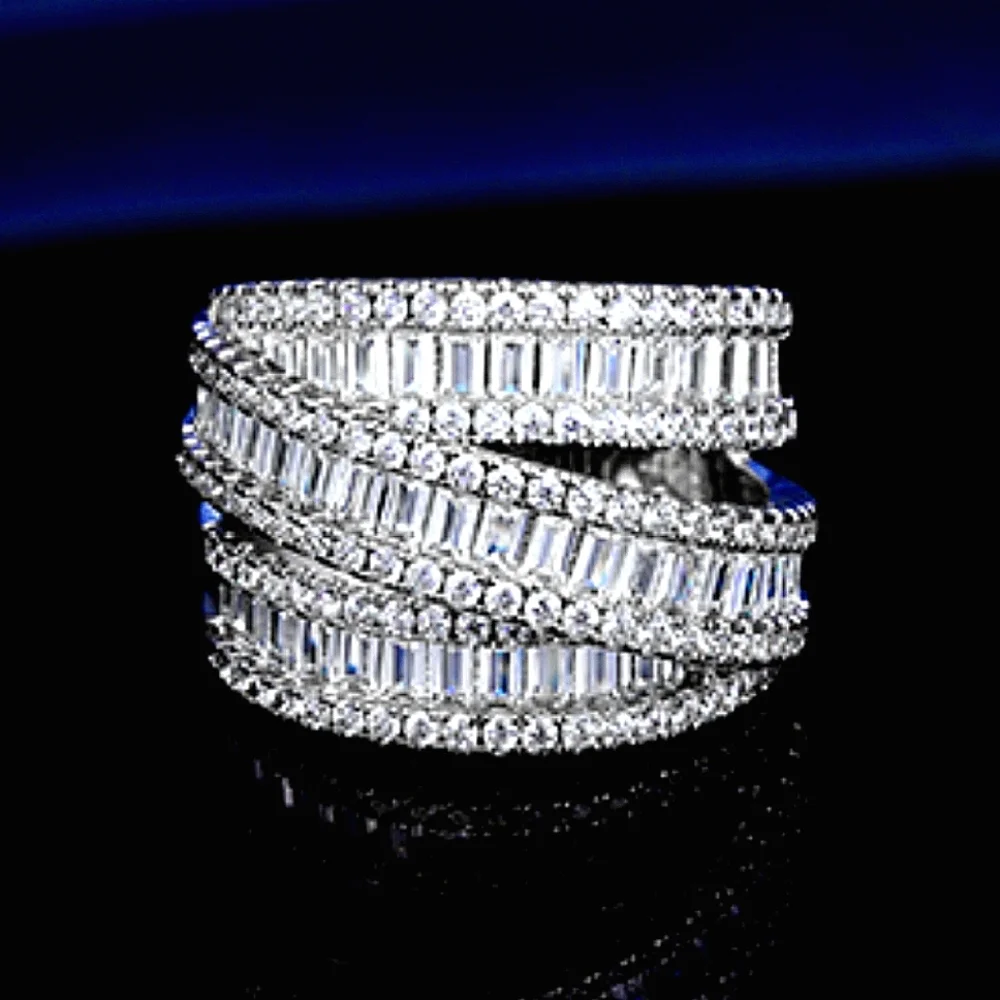 Extraordinary Blinged Out CZ Studded Triple Layer Ring - Picture 8 of 8